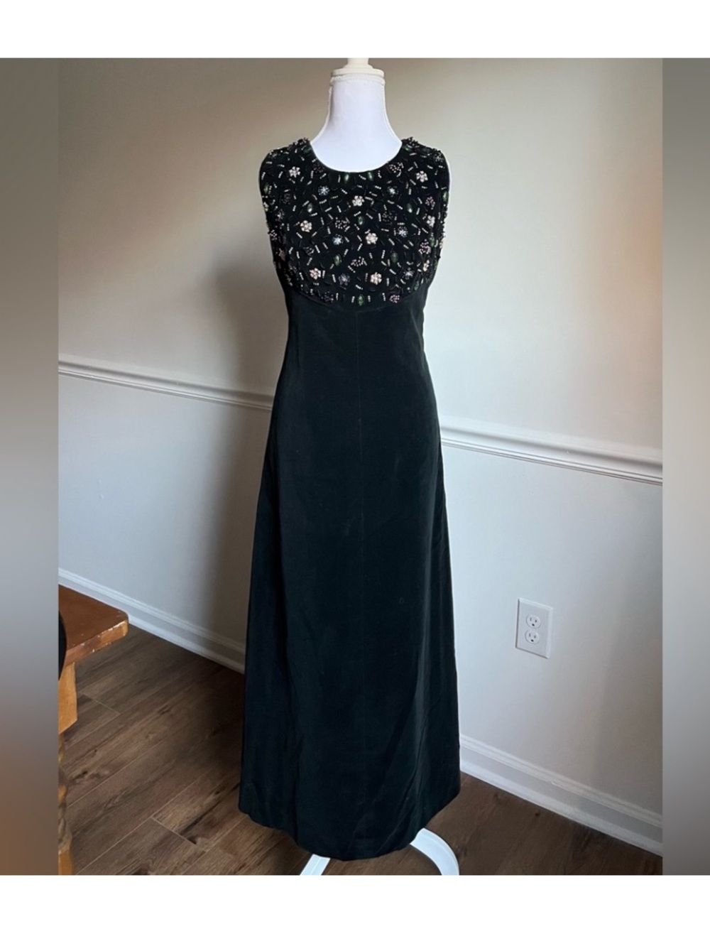 1970s Beaded Velvet Dress